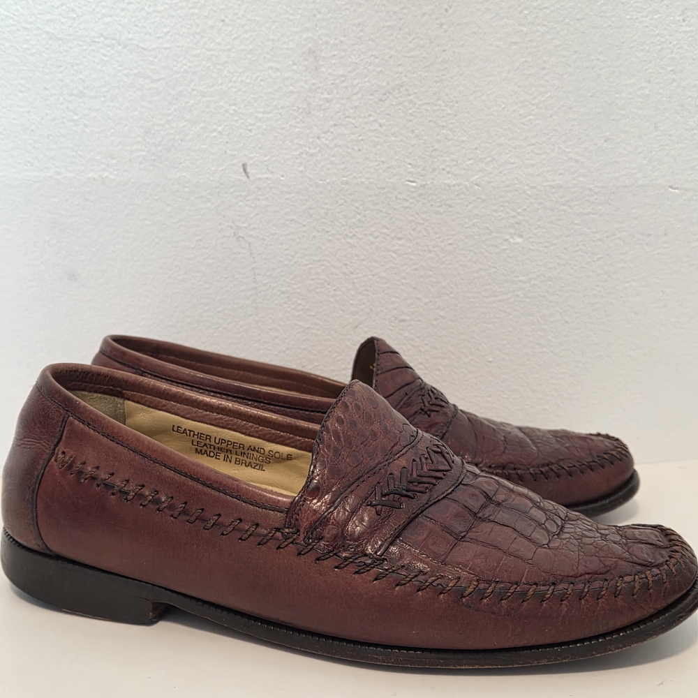 Genuine Caiman Alligator Imperial Loafers Brown Florsheim Imperial Mens Sz 38D - Picture 5 of 16